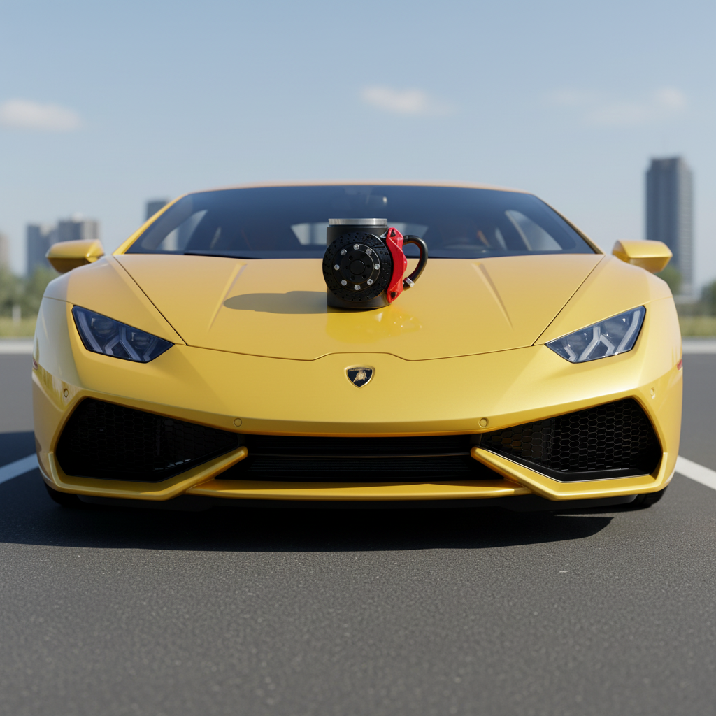 Ergonomic Brake Pad Coffee Mug on Lambo