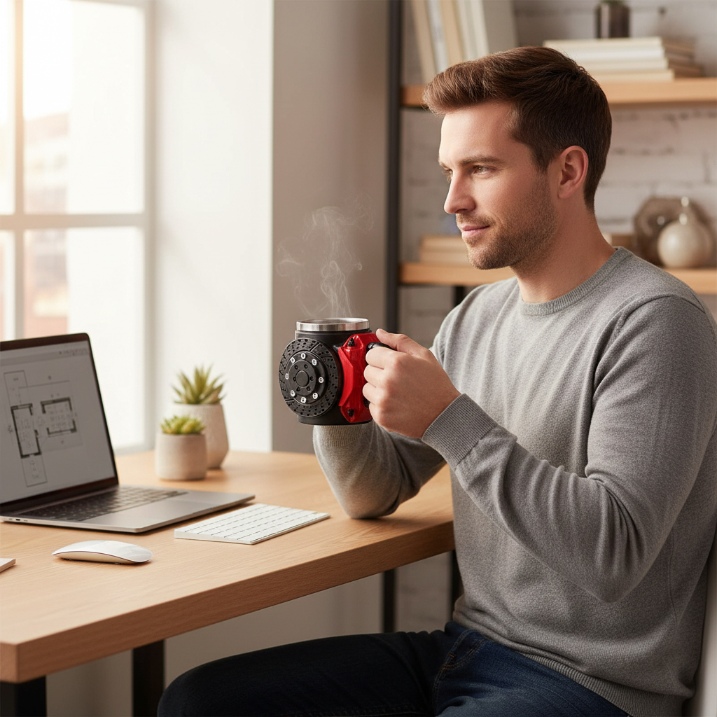 Ergonomic Brake Pad & Caliper Coffee Mug lifestyle cover